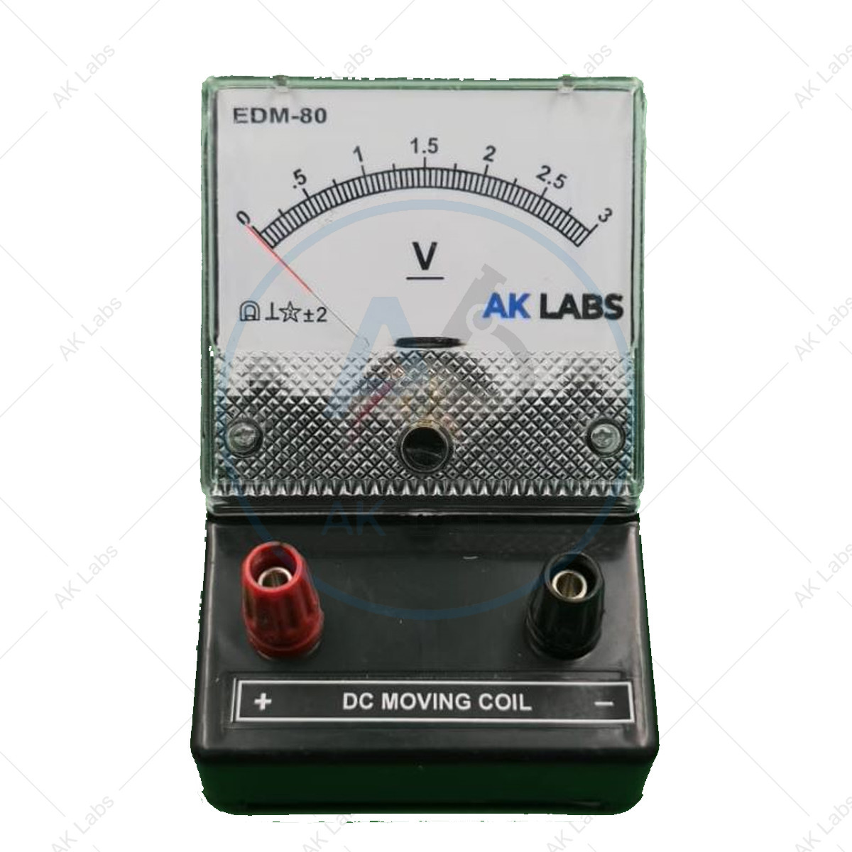 Voltmeter (EDM-80) Square Dial, Moving Coil, DC with Desk Stand (0–3 Volt)